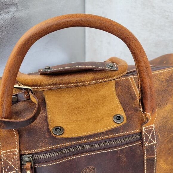 Rustic Town Brown Leather Duffel Bag - Picture 10 of 16